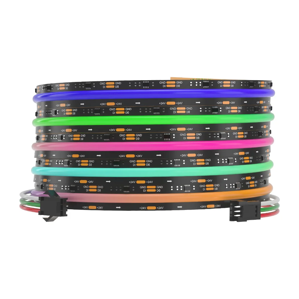 rgb cob led strip para decoracao da casa fita led enderecavel cor dos sonhos branco preto pcb fob fita 5m 720leds 12v 24v 01