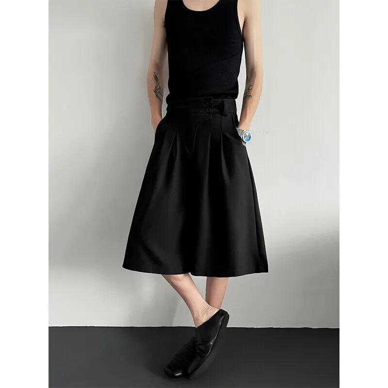Summer Suit Shorts Men Society Mens Dress Shorts Streetwear Korean Loose Wide Leg Pants Mens Office Formal Bermuda Shorts