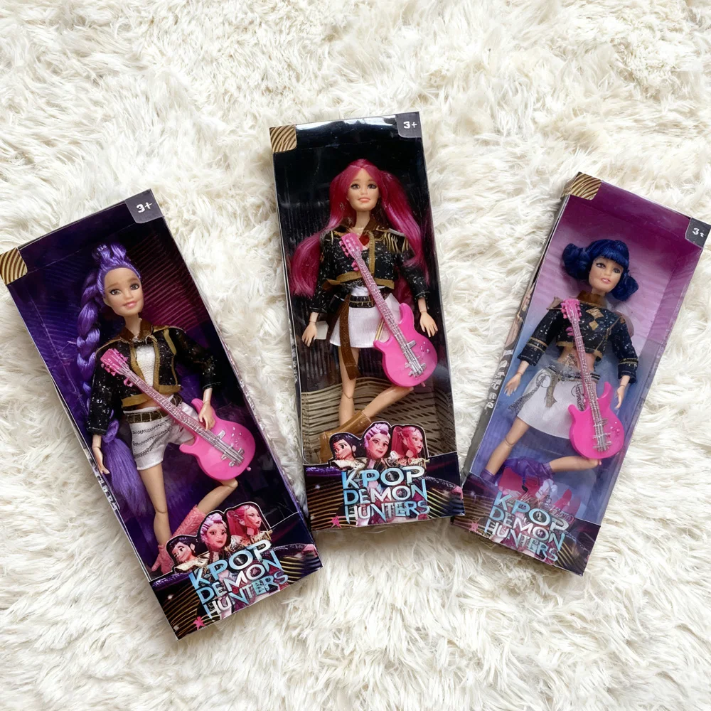 3 pièces K-Pop Demon Hunters Idol Doll Set Puzzle Jouets pour 3 ans et plus, Décoration d'intérieur, Poupées périphériques, Cadeaux d'anniversaire de Noël