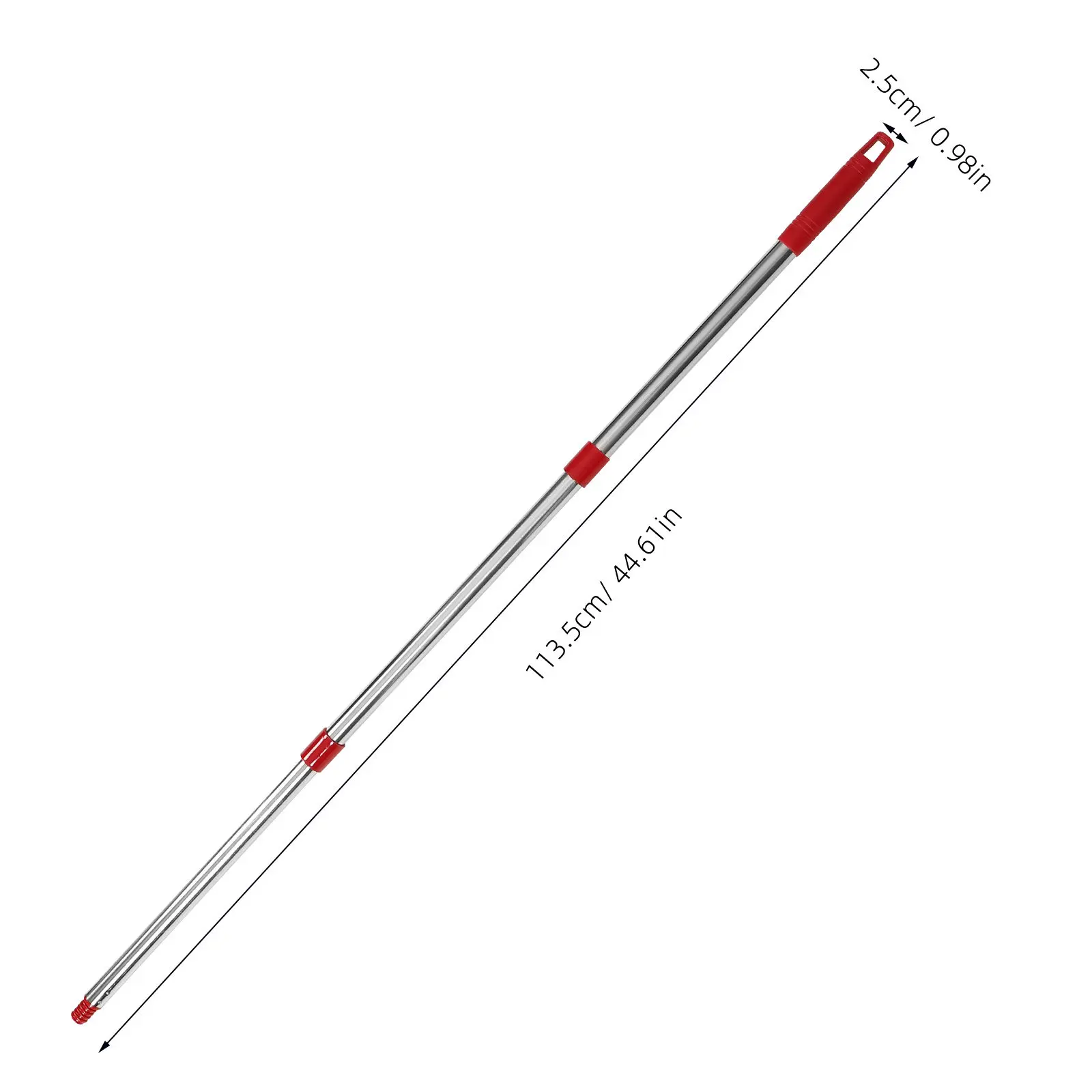 1Set Adjustable Three-Section Mop Handle Stainless Steel Core Plastic Body Threaded Mop Stick Replacement for Floor Bathroom