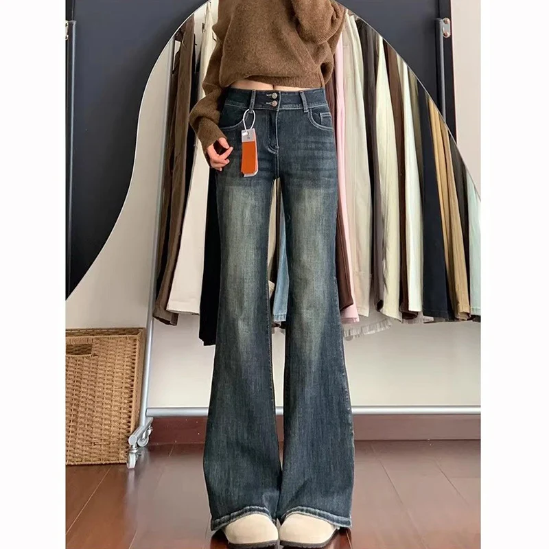 

New Girls Fashion Straight Leg Jeans Women Korean Loose Fit Denim Trousers Lady Retro Casual Daily Thin Pants