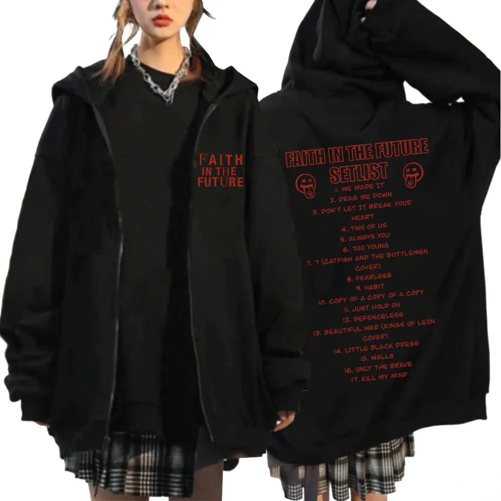 

Faith in The Future 2024 Tour Concert Zipper Hoodies Men Fashion Hip Hop Sweatshirts Harajuku Vintage Oversized Pullover Jackets