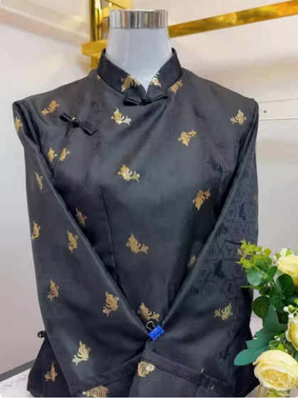 Chemise tibétaine boutonnée à col Vertical pour femmes chinoises, vêtements Xizang