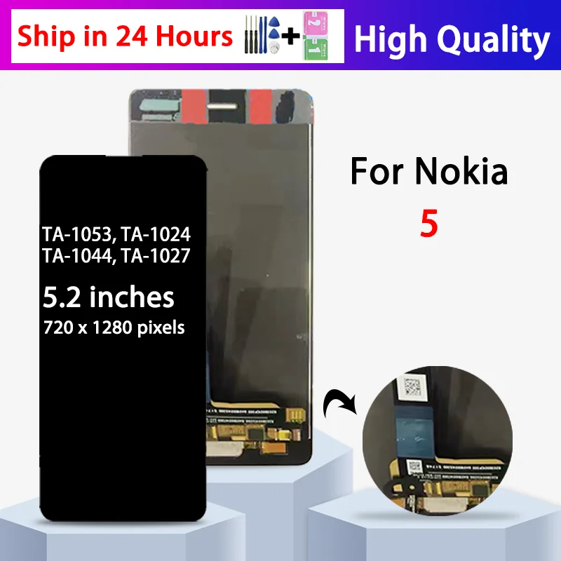 5,2-дюймовый IPS LCD-дисплей для Nokia 5, сенсорный экран в сборе, модели TA-1024, TA-1027, TA-1044, TA-1053, замена дисплея.