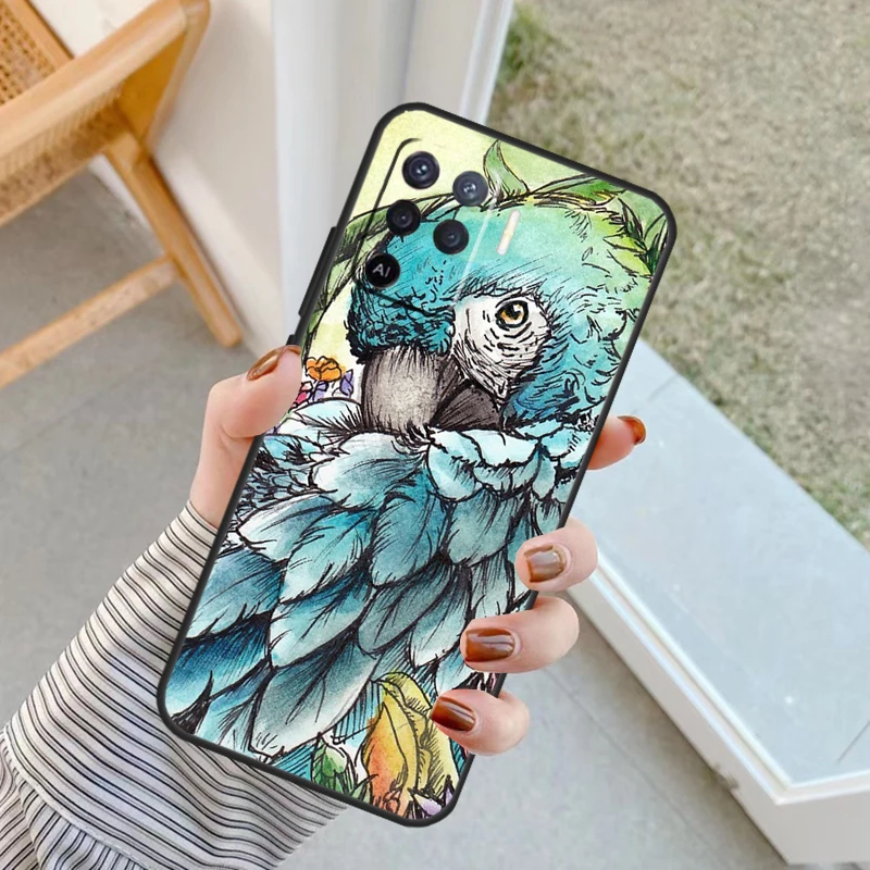 Animal Parrot Bird Case For OPPO A17 A57 A77 A16 A76 A96 A52 A72 A91 A93 A5 A9 A15 A53S A54S A74 A94 A78 Cover