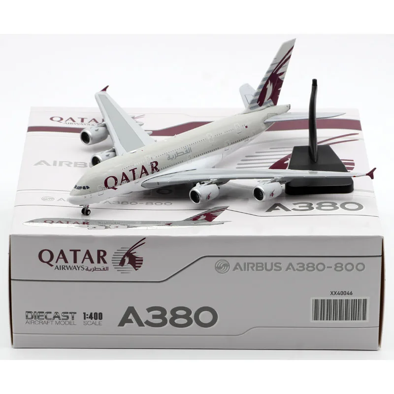 XX40046 Alloy Collectible Plane Gift JC Wings 1:400 QATAR Airlines AIRBUS A380 Diecast Aircraft Jet Model A7-APG With Stand