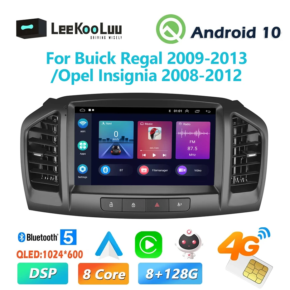 LeeKooLuu Android Autoradio 2Din Car Radio GPS Multimedia Player For Buick Regal 2009-2013 / Opel Insignia 2008-2012 4G Carplay