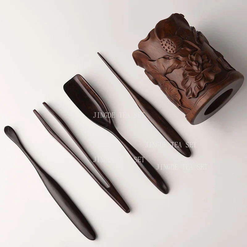 

Black Sandalwood Six Gentlemen Set A Complete Collection of Chinese Kung Fu Tea Set Accessories for Home Use Tea Clip Tea Knife