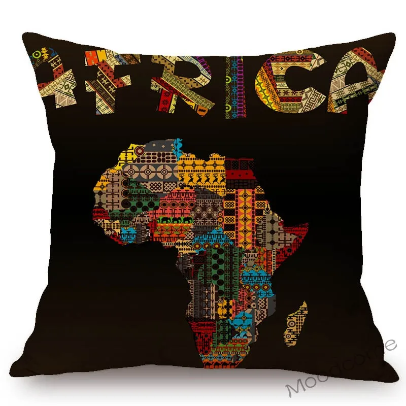 Africa Map Geometrics Home Decorative Sofa Throw Pillow Cover Nordic Cotton Linen African Pattern Cushion Cover Case 45x45cm