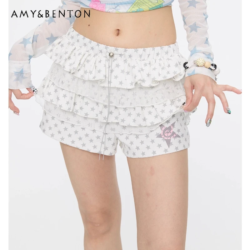 

2025 Summer Star Polka Dot Cake Splicing Women's Multi-color Skirt Pants Japanese Design Sweet Cool Cute Versatile Shorts Ladies