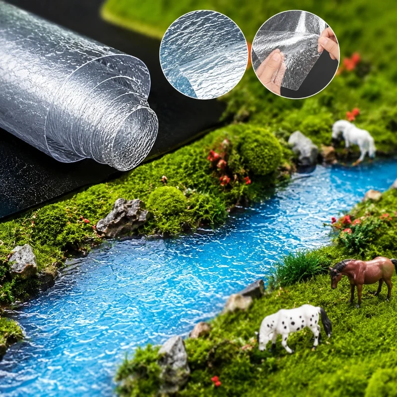 3pcs Sand Table Building Model Material, Transparent Water Pattern Paper, Landscape Water Feature Paper
