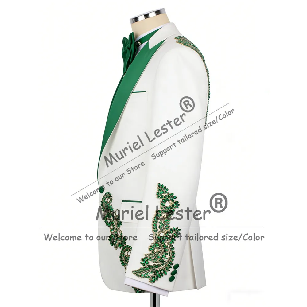 تصميم فريد من نوعه مطرز الأحجار الدعاوى الرجال لحفل الزفاف 3 قطعة مجموعة البدلات الرسمية مخصصة مأدبة حفلة السترة trajes الفقرة hombre