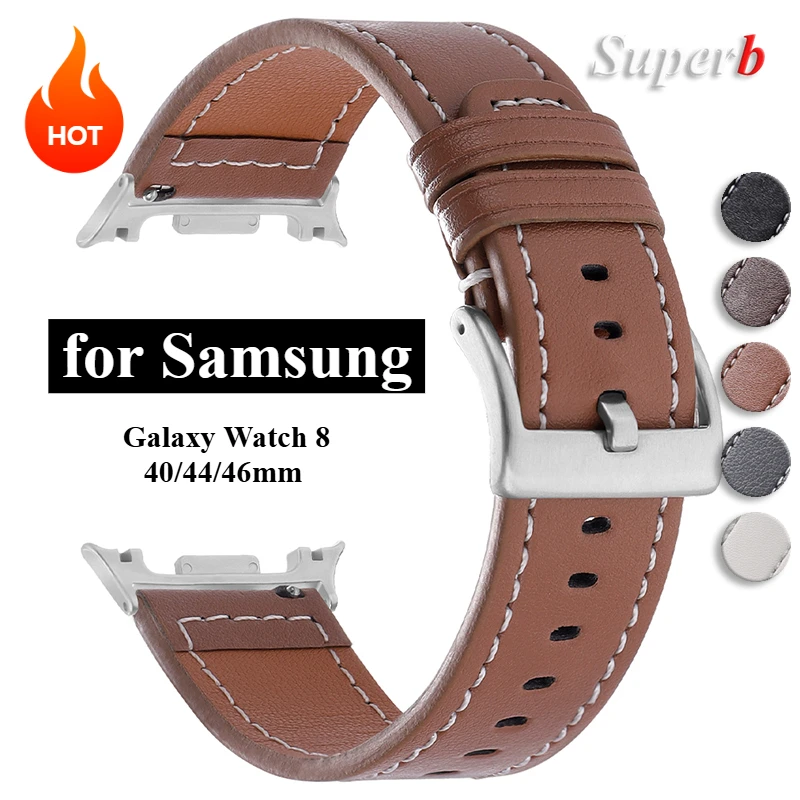 No Gaps Leather Strap for Samsung Galaxy Watch 8 Classic Replacement Band for Galaxy Watch 8 44mm 40mm 46mm Bracelet Accessories