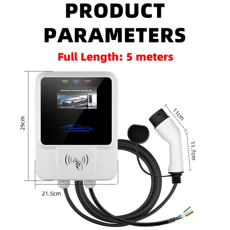 7KW Electric Car Charging Station with RFID Cards EV Chargers Type1/Type2/GBT EV Wallbox Charger IEC62196-2 J1772