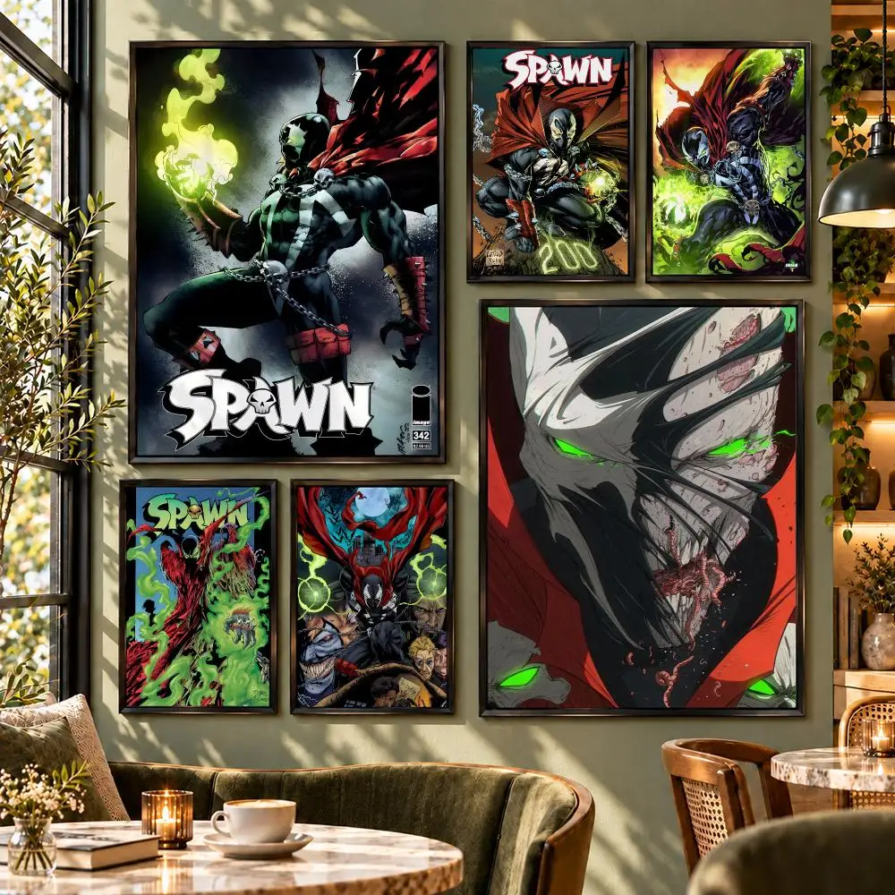 Comic Spawn Dark Hellspawn Hero Art Poster HD Self Adhesive Wall Decor for Bedroom Dorm Room Office Gaming Room Gift