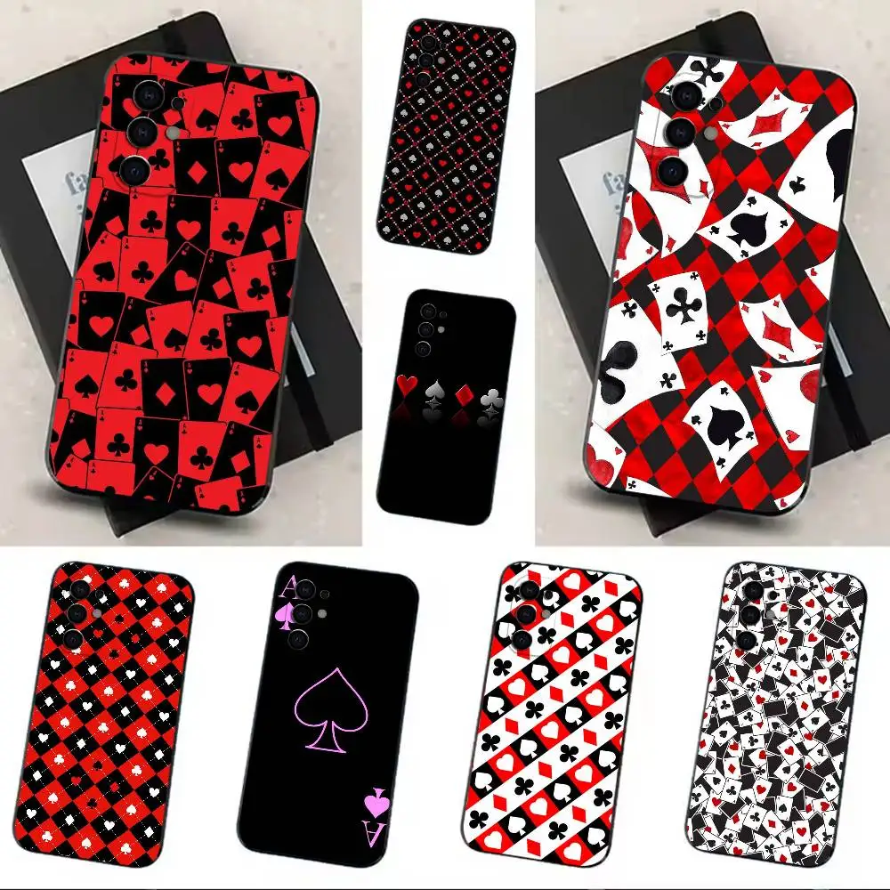 poker playing cards suit symbol Phone Case Black Soft Case For Samsung S24,S23,S21,S22,S24,S30,S20Ultra Plus