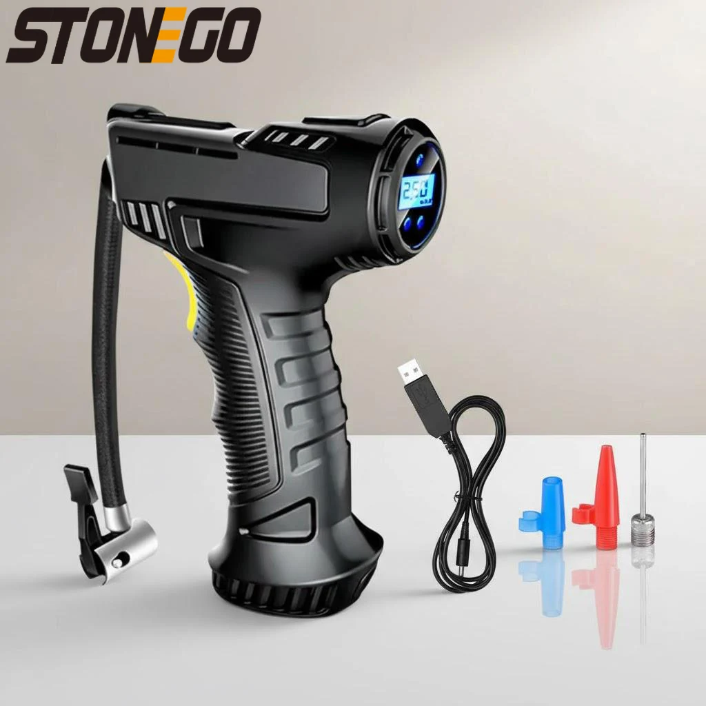 Portable Wireless Car Tire Inflator USB Charging LED Display Screen Pressure Monitoring Automatic Pump
