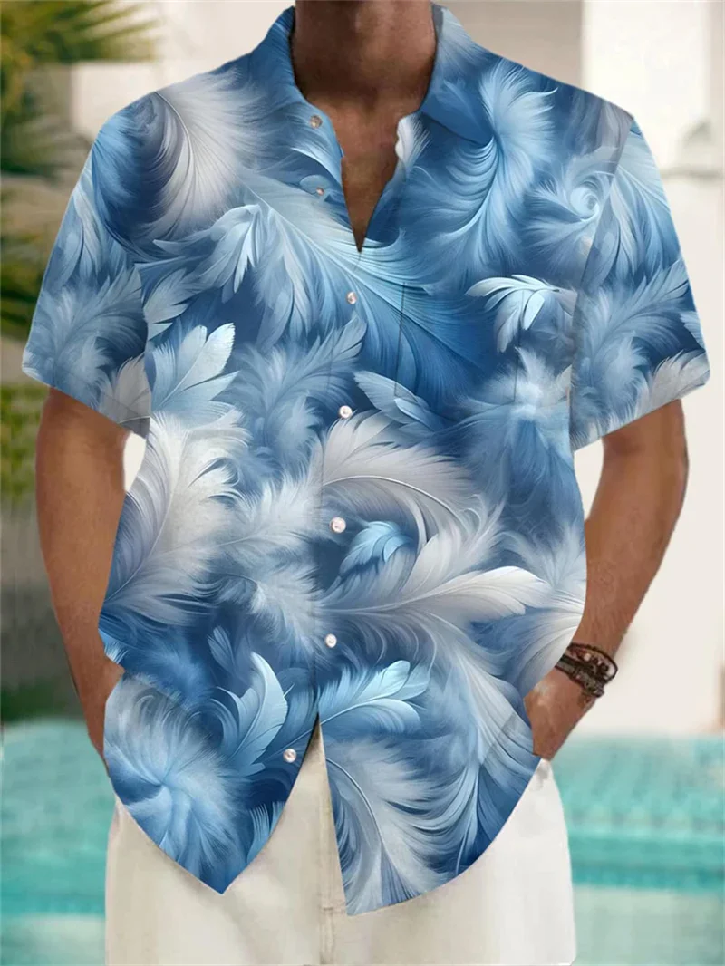 2025 men's short sleeved shirt solid color shirt summer casual vacation Hawaiian shirt comfortable top