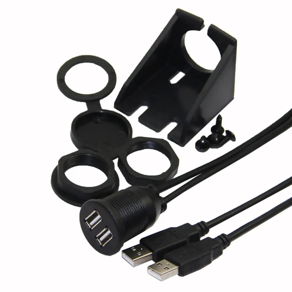 Dual USB 2.0 Male to USB 2.0 Female Extension Cable With Flush Mount Panel For Car Truck Boat Motorcycle Wholesale Dropshipping