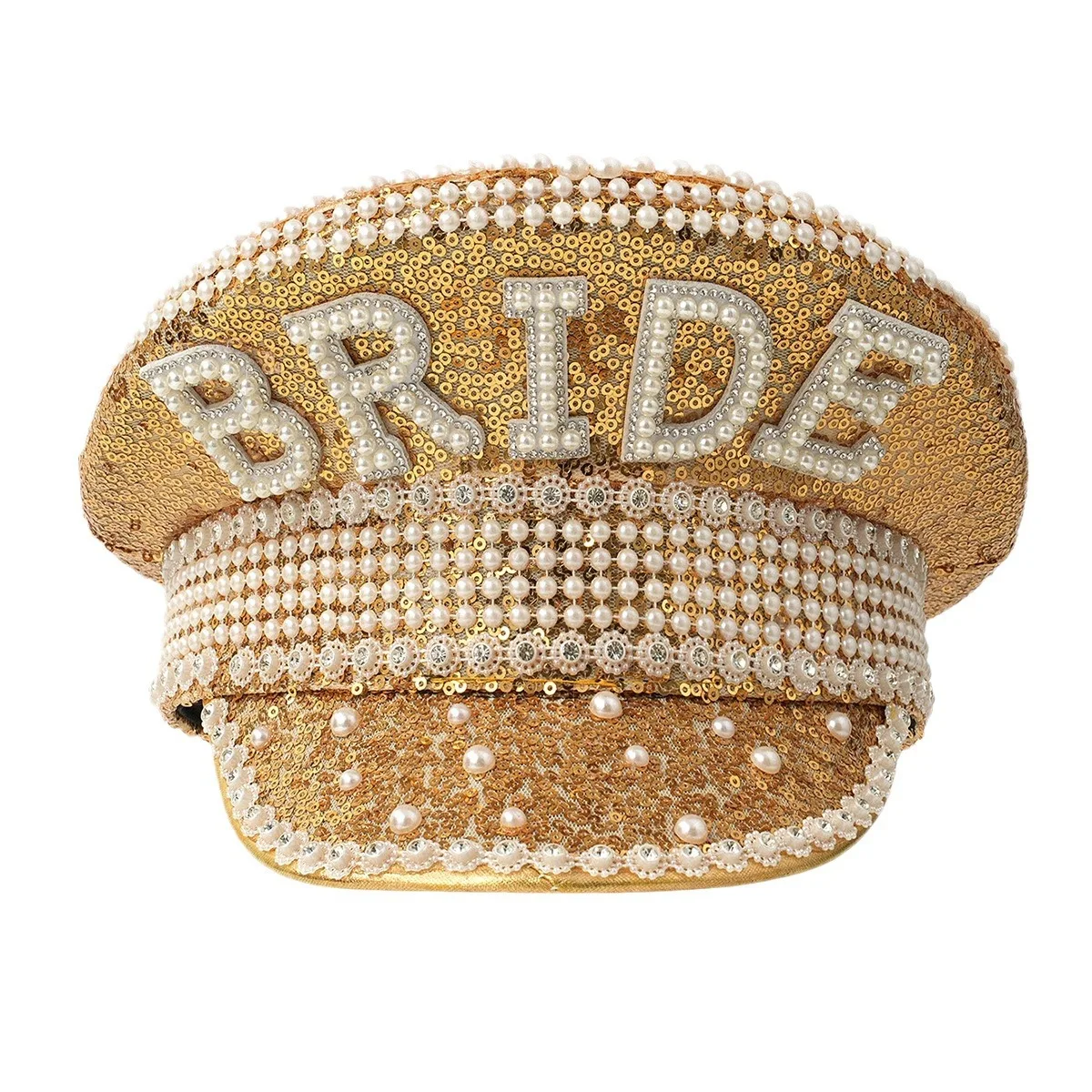 HongLuan gele laser lederen lus kapitein hoed strass & militaire petten voor dames, Rave Festivals accessoires & feestpet man