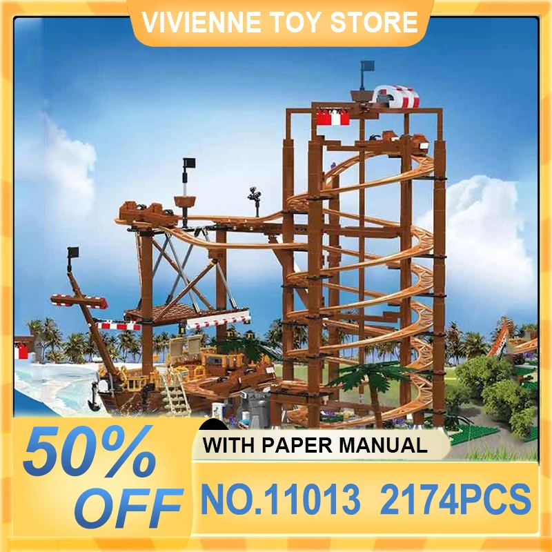 Mould King 11013 MOC Coaster & Pirate Ship Building Blocks Bricks, Creative Model, Wonderful Christmas Gift for Fans