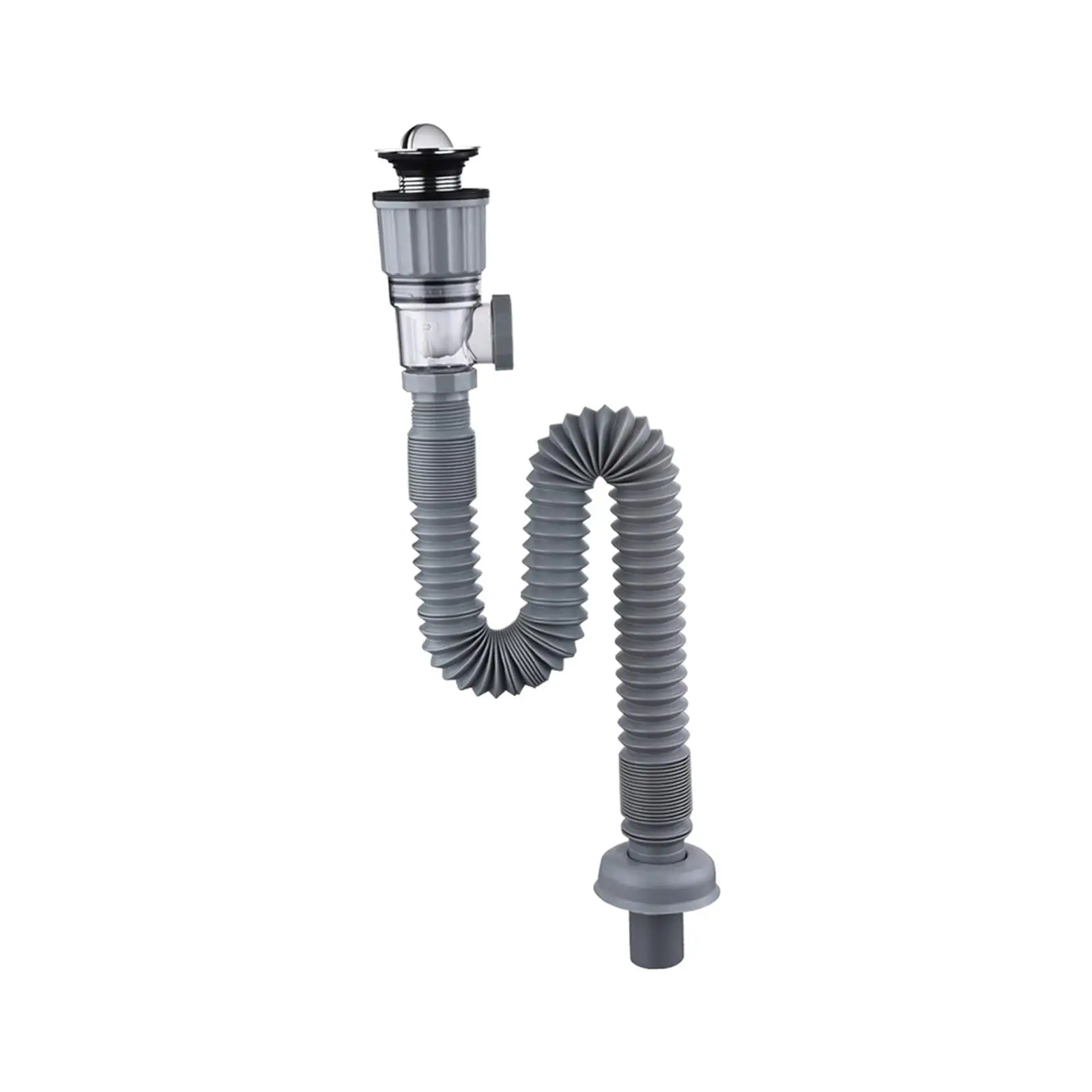 2 in 1 Sink Drainage Pipe Flexible Stretchable Hose with Anti Clogging Stopper for Home Bathroom Restroom