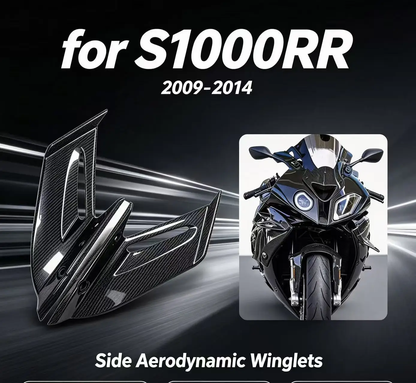 For BMW S1000RR 2009-2014 ABS Fairing Fixed Wing Motorcycle Accessories S1000RR Side Spoiler Machine Winglet Kit