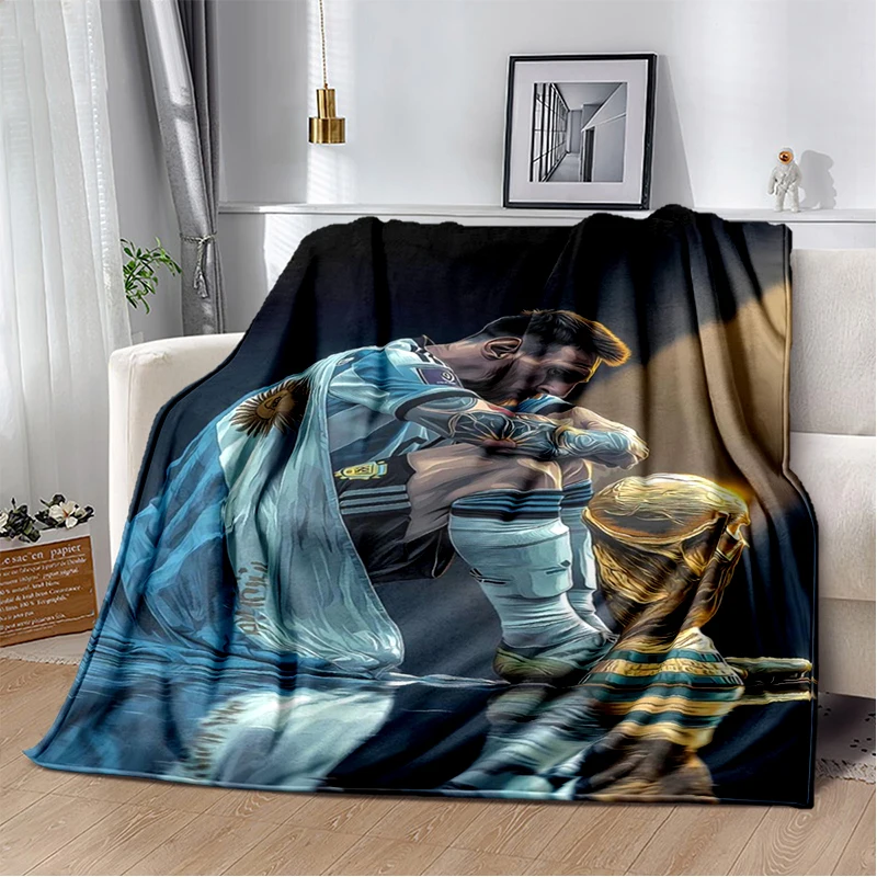 Flanelldecke mit Ziegenmotiv, M-Messi, Fußball, Sportstar, weich, warm, Überwurfdecke für Schlafzimmer, Wohnzimmer, Bett, Reisen, Camping, Picknick, Geschenk