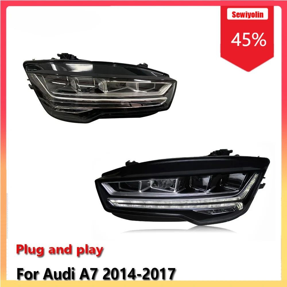 

Автомобильные лампы, фары в сборе для Audi A7 2014-2017, противотуманные фары DRL, стоп-сигнал поворота, Plug and Play