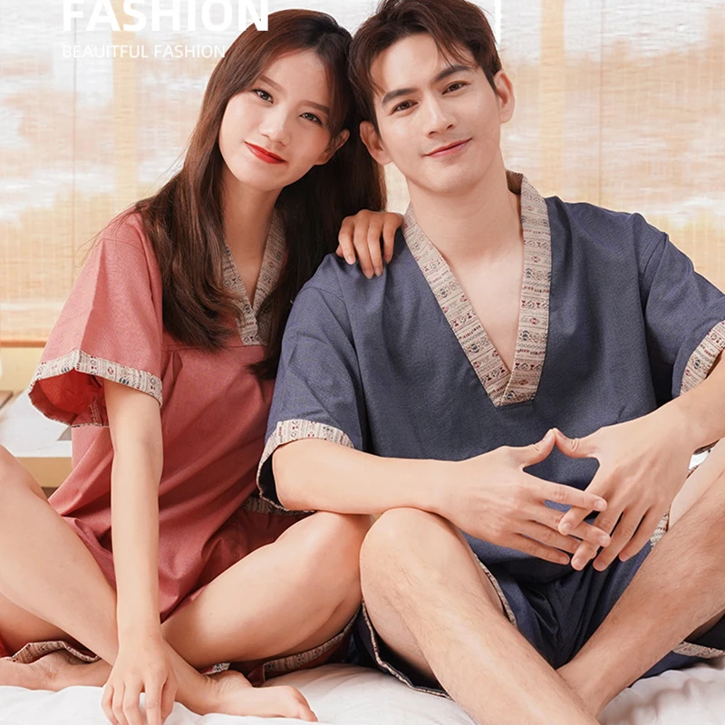 면 땀 증발 의류 여성용 뜸 사우나복 남성용 마사지 족욕 호텔 유카타 테라피 의류 잠옷