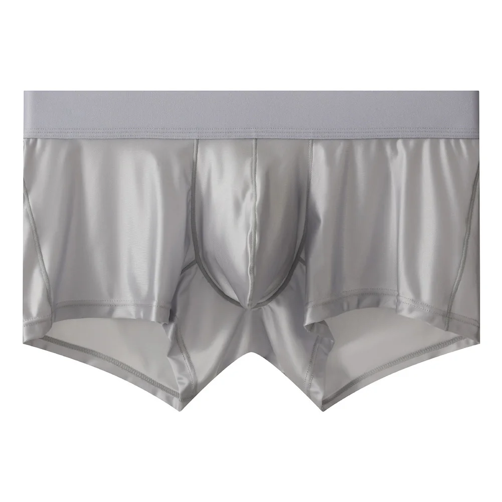 Mens Low-waist Boxer Shorts Satin-like Lingerie Ice Silk Trunks Extreme Men's Underwear Underpants Breathable Men's Clothing