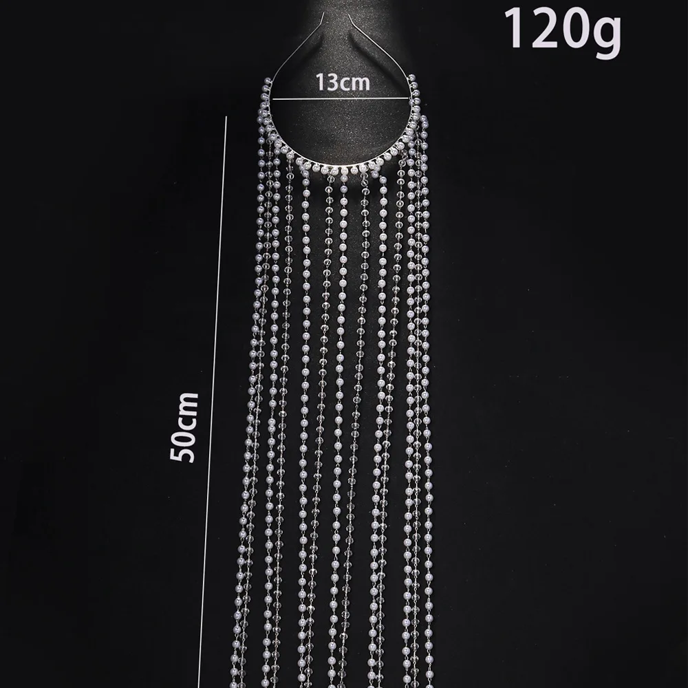 Luxury Pearl Tassel Hair Jewelry for Women Stage Show Party Evening Dress Bride Wedding Headband Unique Queen Hair Accessories
