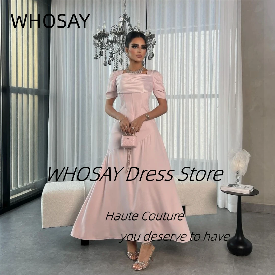 WHOSAY Dubai Arabia Party Women Wear Short Sleeves Prom Dresses 2024 Lace Up Sexy Back Special Banquet Evening Gowns