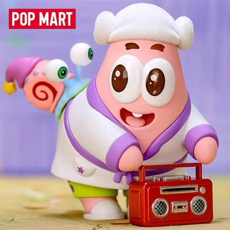 POP MART SpongeBob ชุดปาร์ตี้ชุดนอน ซีรีส์กล่องสุ่ม ของตกแต่งน่ารัก ฟิกเกอร์ ของประดับตกแต่งบ้าน โมเดลตั้งโต๊ะ ตุ๊กตา ของขวัญสำหรับเด็กผู้หญิง