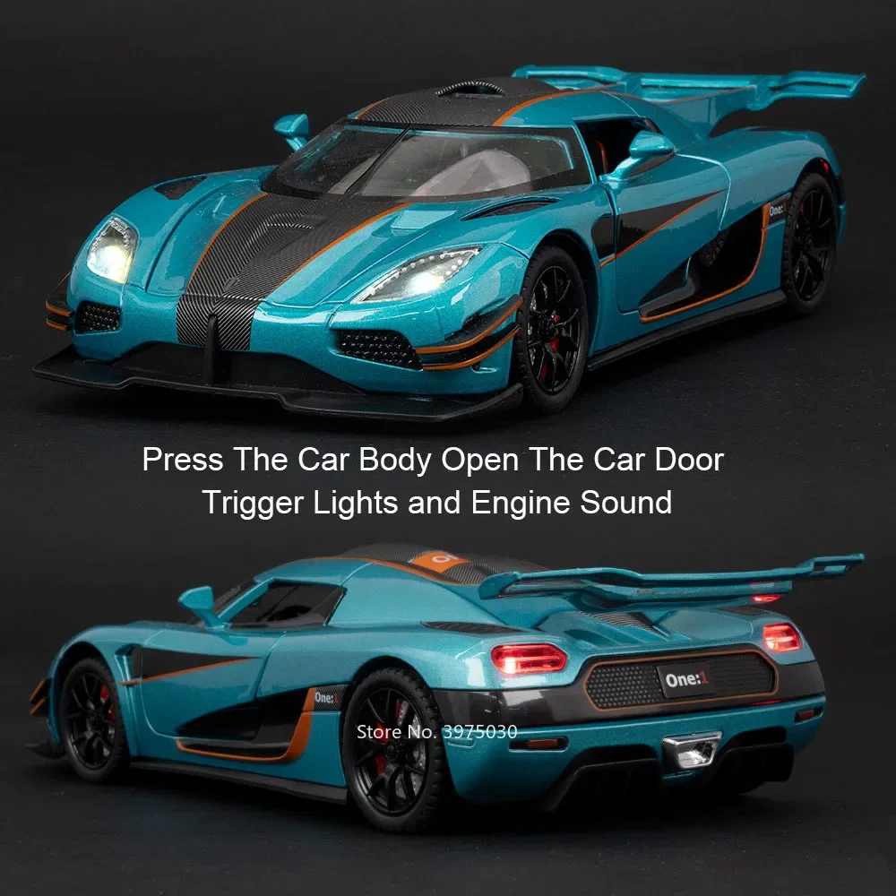 1:24 ONE-1 Miniatur-Spielzeugautos, Legierungsdruckgussmodelle, Rückziehfahrzeuge, 4 Türen, geöffnet, Sportwagen, Kleinkindspielzeug für Kinder, Geschenke