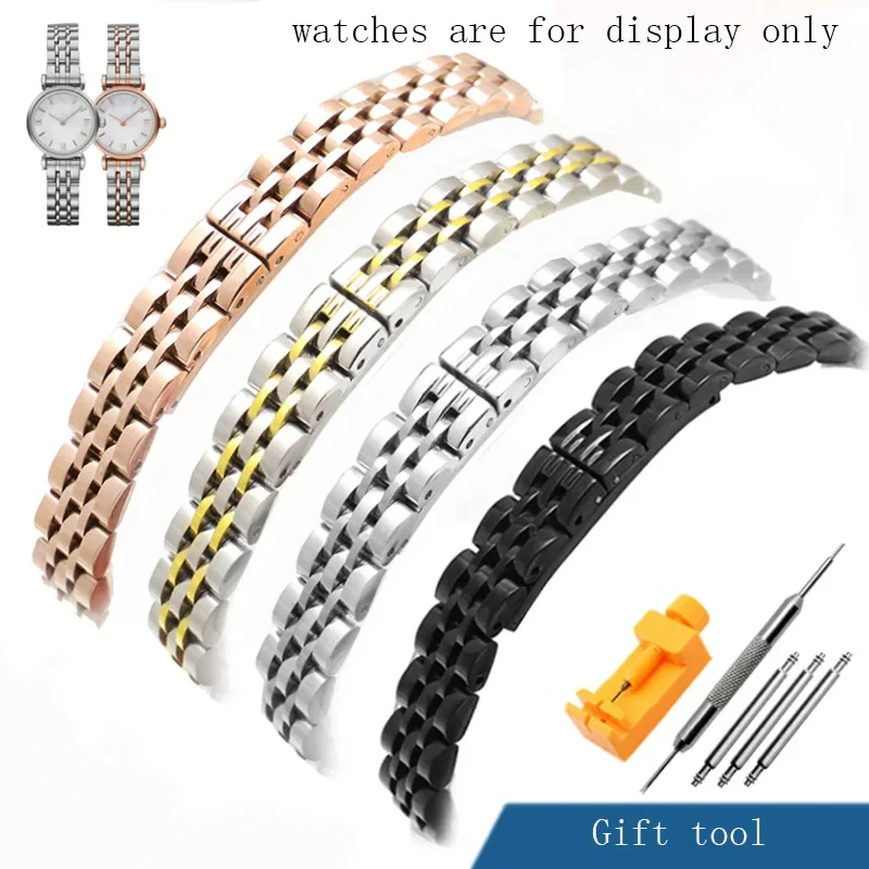 

Stainless steel women's stainless steel bracelet 10mm compatible with A-r-m-a-n-i watch strap AR1684AR1688AR1762