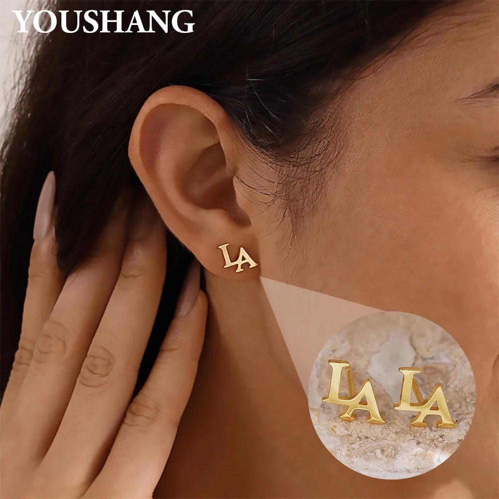 

Customized Ladies Name Stud Earrings Personalized Stainless Steel Initial Couple's Name Jewelry Fashionable Elegant Gift