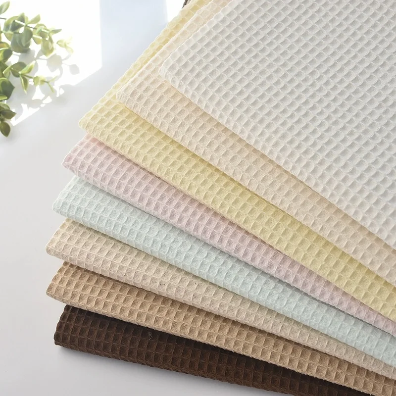 50x112cm Export To Japan 8 Colours In Stock Fabrics Wholesale Organic Cotton Fabric Yarn Dyed Waffle Fabric