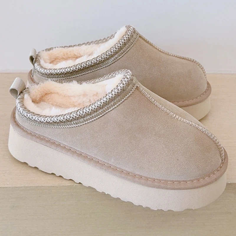 Winter Women Fur Slippers 2025 New Classic Female Platform Snow Boots Waterproof Anti-slip Cotton Padded Warm Ladies Ankle Boots