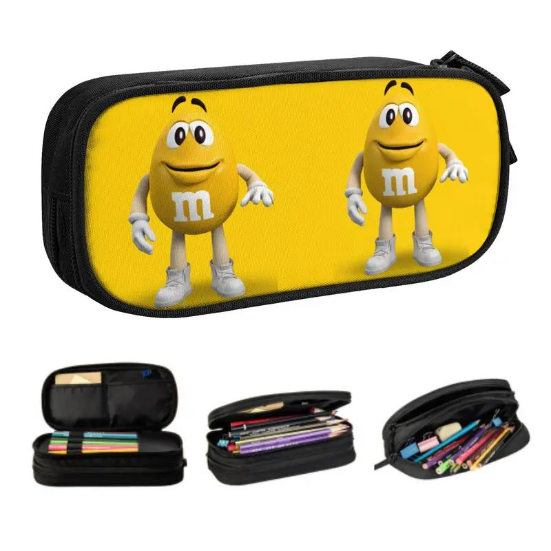 Large Capacity Cartoon Pencil Pouch, Acessórios Escolares, Kawaii MM, Chocolate Doce, Estojo para Menina e Menino, Personalizado