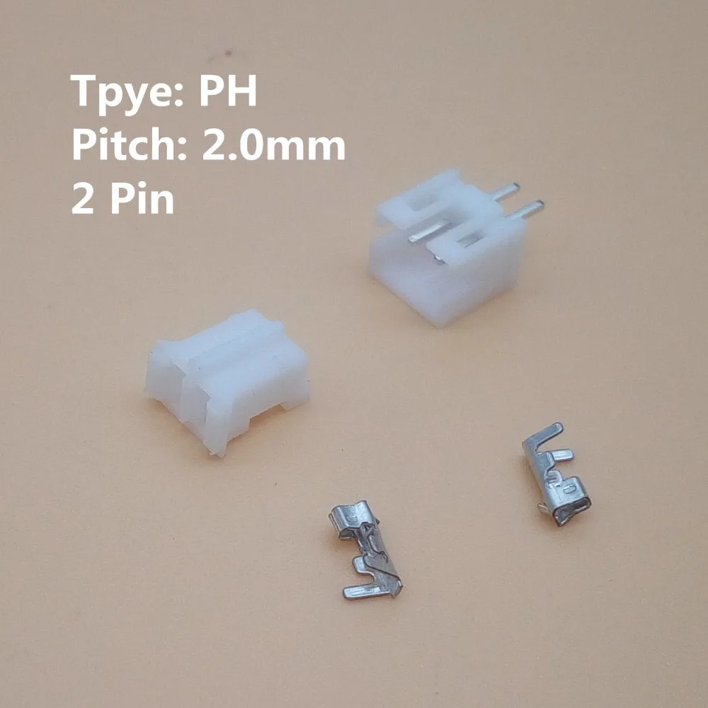 20 Sets PH Connector 2.0mm Pitch Horizontal Straight Pin Header + Housing + Terminal 2/3/4/5/6/7/8/9/10/11/12P