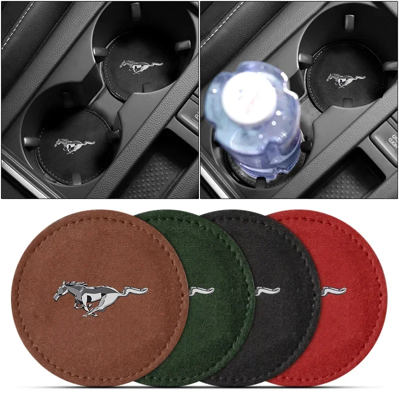 Car Logo Coaster Water Cup Seat Cushion Anti Slip Pad For Ford Mustang 2005 2006 2007 2008 2009 2017 GT Guitar Eleanor Pickguard