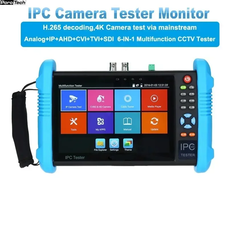 

Тестер камеры IP 9800 pro 7 дюймов H.265 8K 8MP TVI CVI AHD SDI CVBS IPC Монитор видеонаблюдения с кабельным отслеживанием/TDR/мультиметр HDMI вход/выход