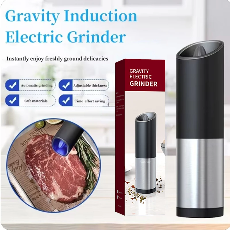 

Battery Operation Electric Gravity Grinder Set Automatic Operation Salt Pepper Spice Mills with LED Light Adjustable Coarseness