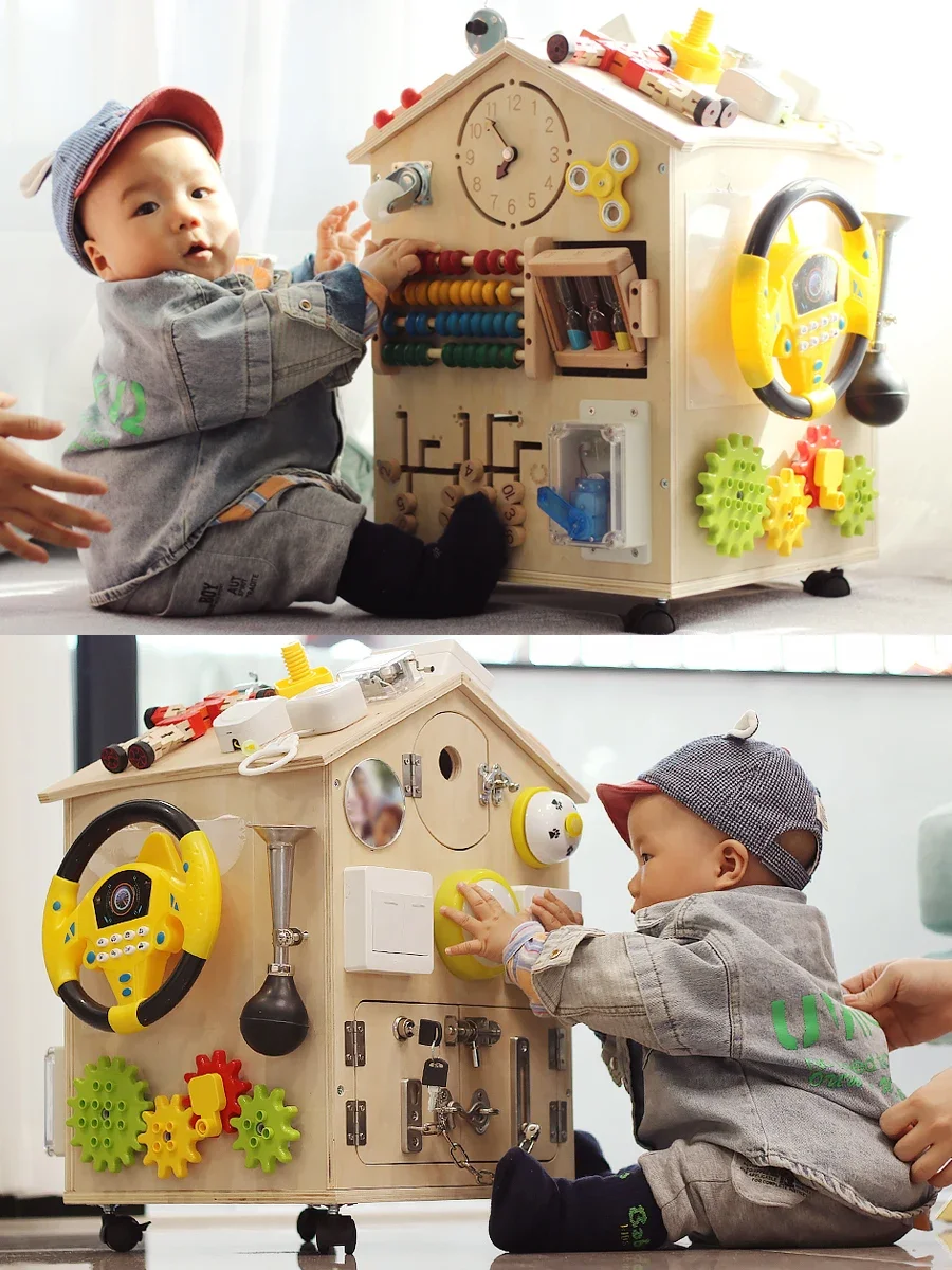 i Early Education 1-year-old 3-year-old baby homemade busyboard busy box house finished diy accessories.