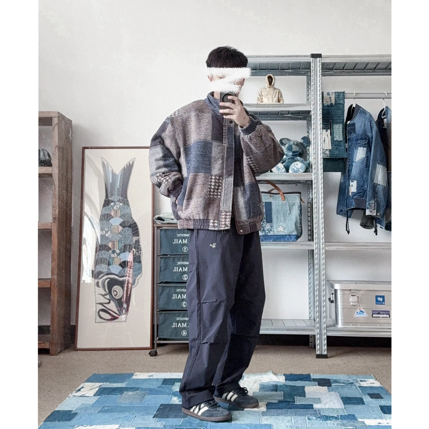 Retro Patchwork Style Stand Up Collar Cotton Jacket Men's Thick Loose Cotton Coat Winter New Japanese Men's Clothing