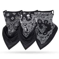 Multi-function Half Face Mask Black White Paisley Bandanna Outdoor Neck Gaiter Face Protective Breathable Tube Scarf Earloops