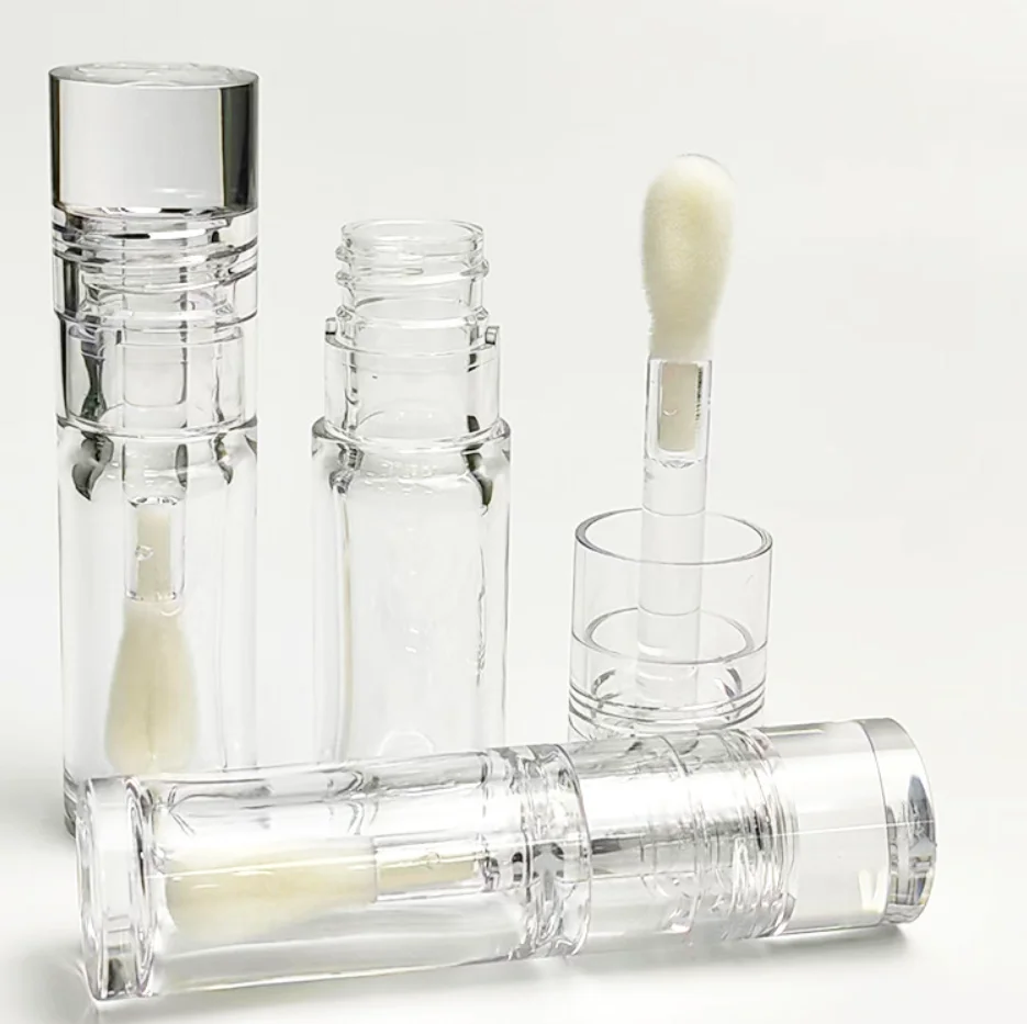 Leere Lipgloss-Röhre, Private Label, Lippenstift-Behälter, Flasche, runde transparente Röhrchen, 5,5 ml, Großhandel, 50 Stück/Menge