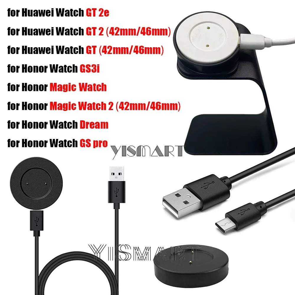 

Metal Charger Stand for Huawei Watch GT 2 2e USB Charging Cable for Honor Magic Watch 2 / GS3i / GS Pro Magnetic Dock Base