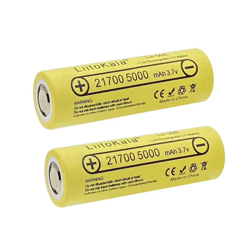 Lii-50E 3,7 V 21700 LiitoKala 5000 mAh wiederaufladbare Batterie 5C Entladung Hochleistungsbatterien für elektronische Produkte, Taschenlampen